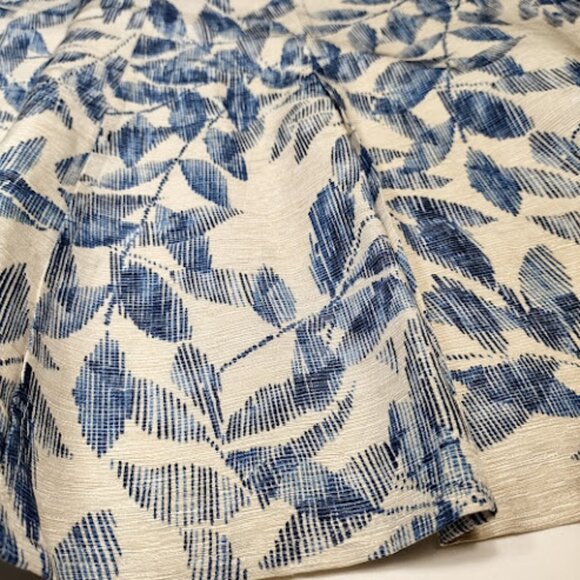 ANN TAYLOR Beige Silk Linen Blend Blue Leaf Print Knee Length A-Line Skirt 0 - Picture 9 of 12